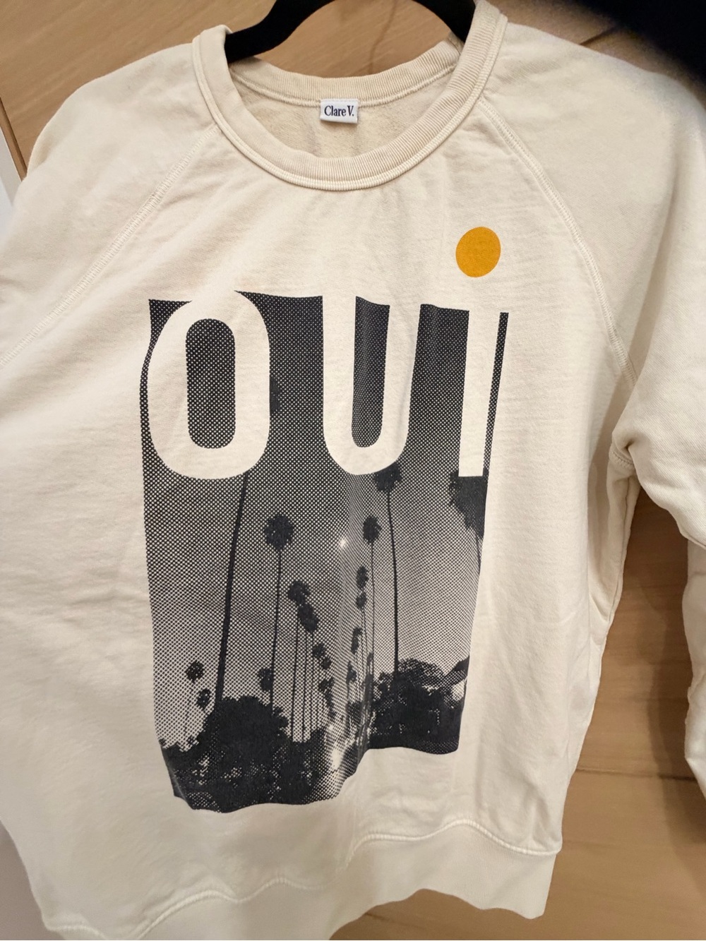 Clare V Cream 'OUI' Graphic Sweatshirt